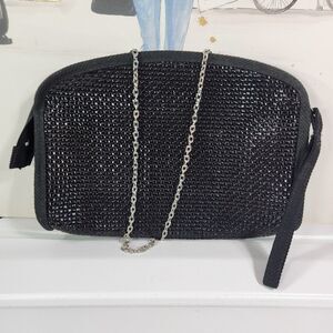Black Woven Clutch or Crossbody Bag
